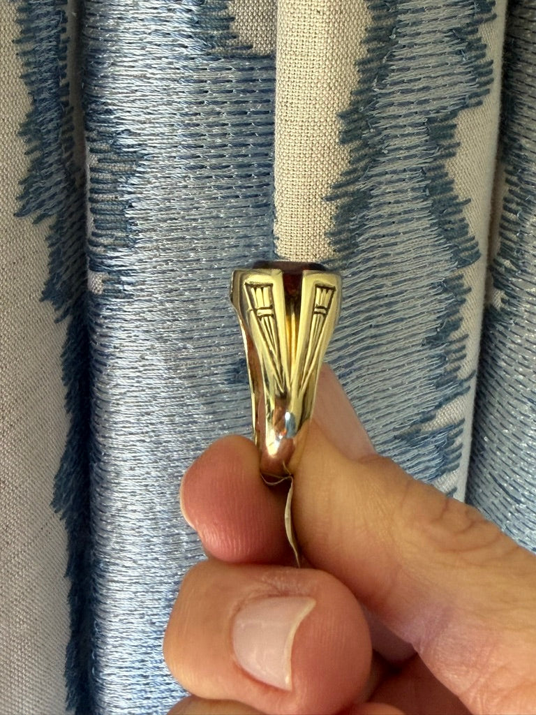 14k Garnet Signet Ring