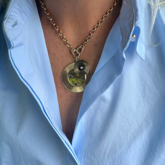 14k Engine Turned Disc Charm