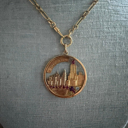 14k Large Chicago Skyline Charm