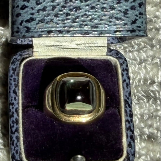 14K Green Sugarloaf Tourmaline Ring