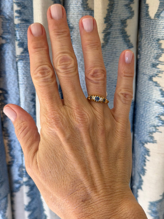 18K English Sapphire and Diamond Band
