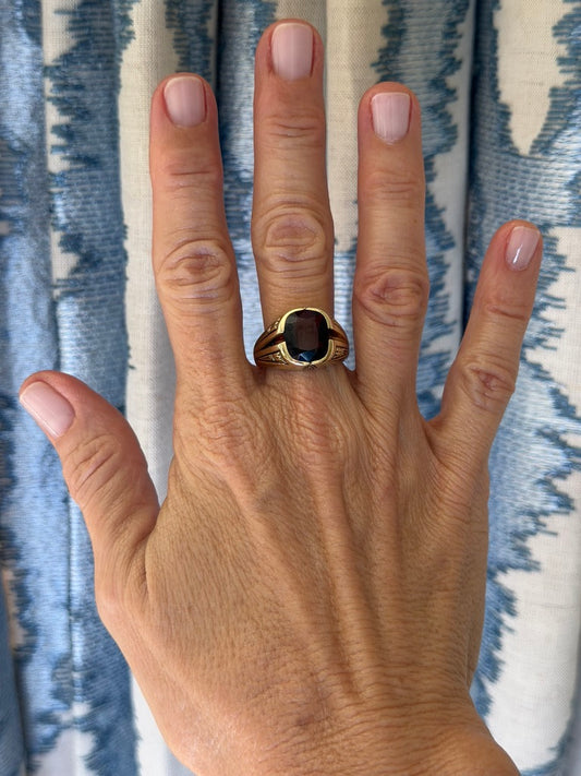 14k Garnet Signet Ring
