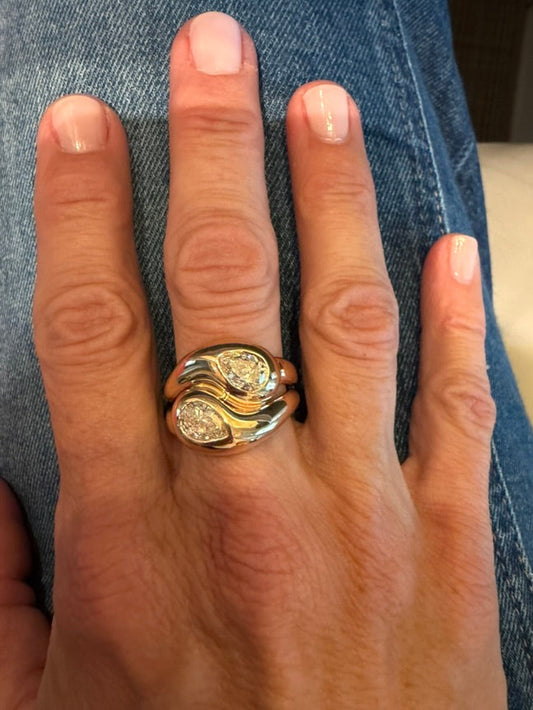 14k Toi et Moi Diamond Teardrop ring