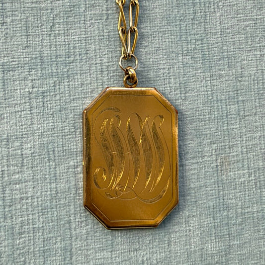Gold Filled Large Octagonal Locket on Chain