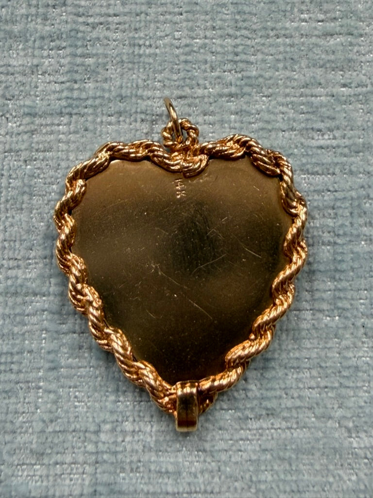 14k Engine Turned Heart Charm
