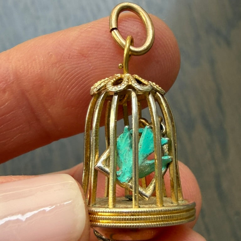 Gold Filled Birdcage Charm