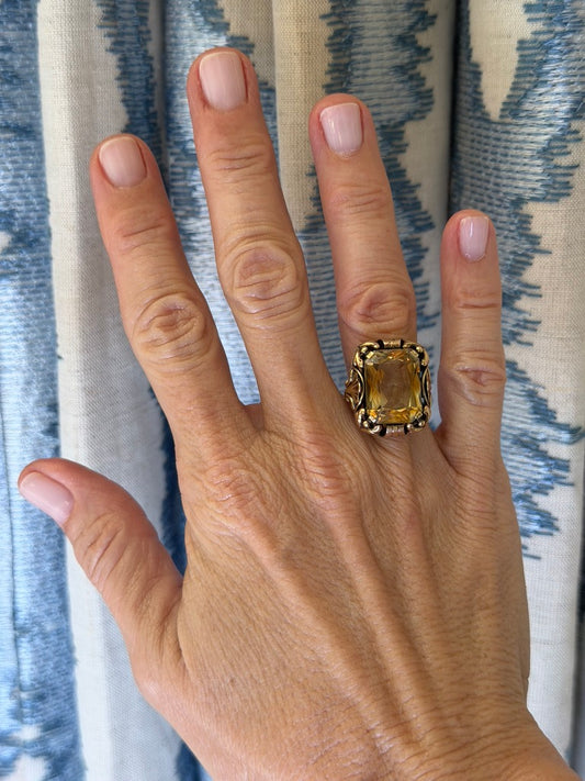 14k Citrine Ring With Ornate Setting