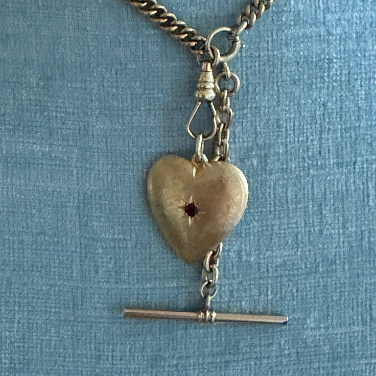 14k Solid Heart Charm with Star Set Ruby