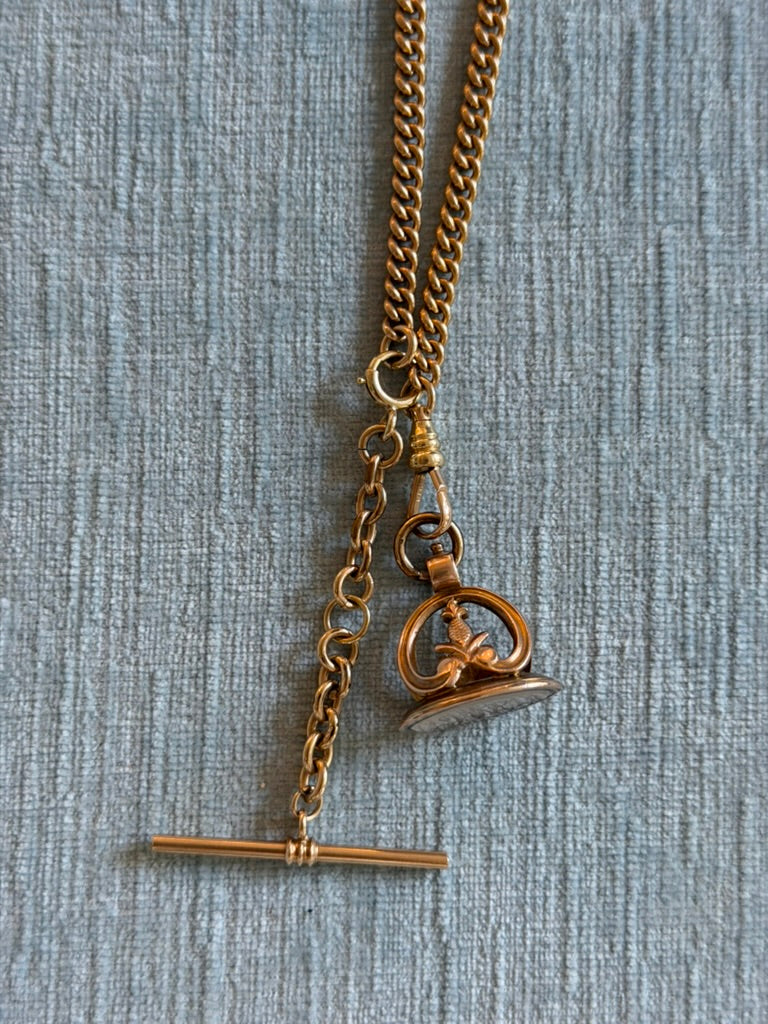 10k Pineapple Fob Pendant with White Chalcedony