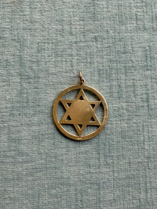 14K Large Star of David Disc Charm