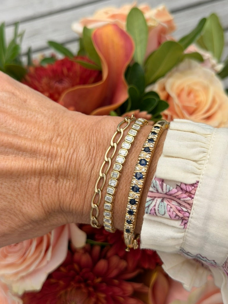 14k Sapphire and Diamond Bangle