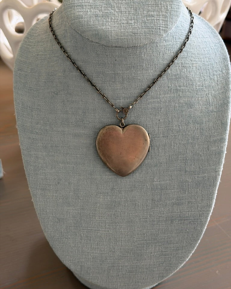 Sterling Silver XL Edwardian Large Heart Locket