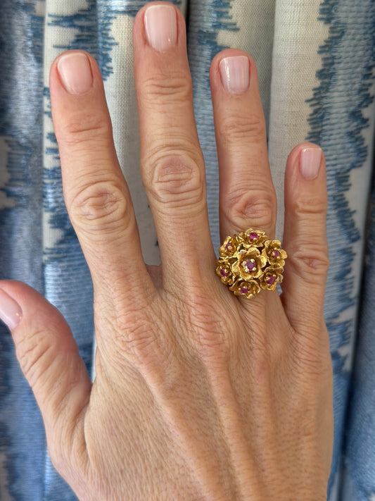 14k Ruby Flower Bouquet Ring