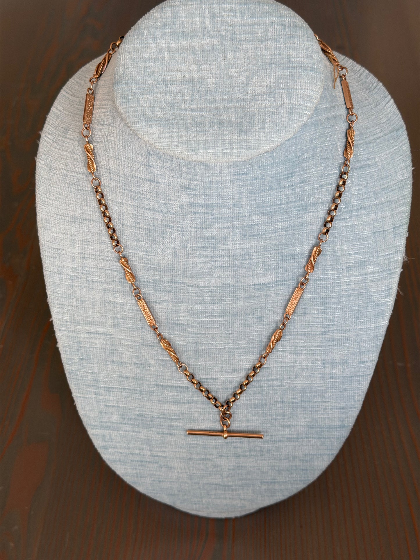 9k Fancy Link Watch Chain with T Bar