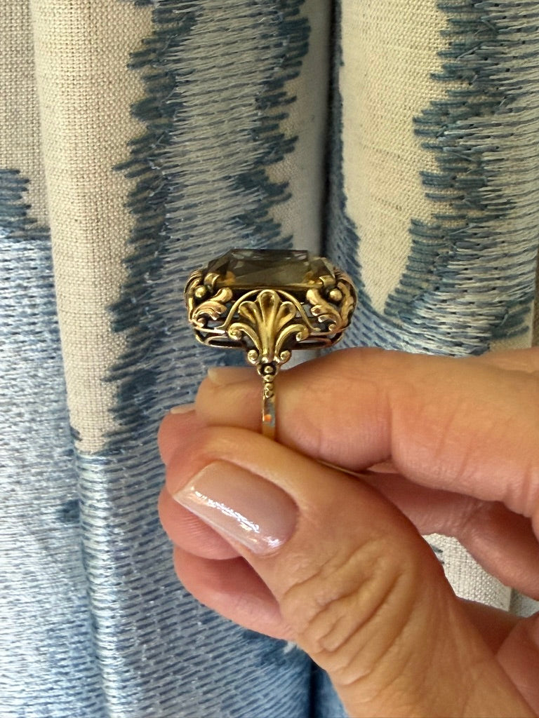 14k Citrine Ring With Ornate Setting
