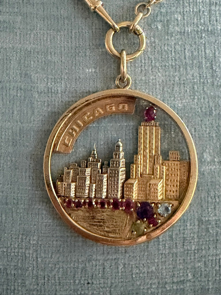 14k Large Chicago Skyline Charm