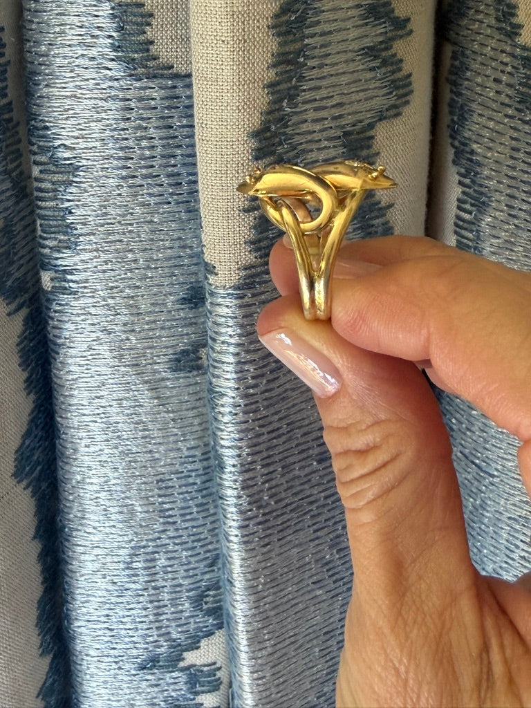 18k Antique Double Snake Ring with Diamonds