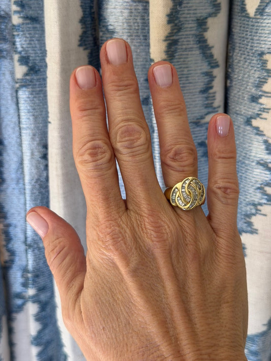 14K Diamond Swirl Baguette Ring
