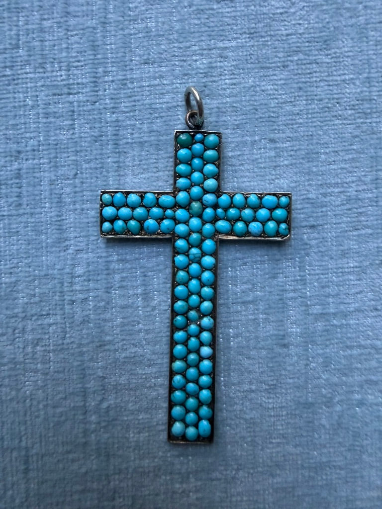 Sterling Silver Turquoise Cross Pendant