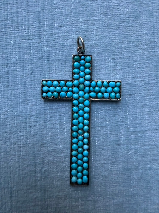 Sterling Silver Turquoise Cross Pendant