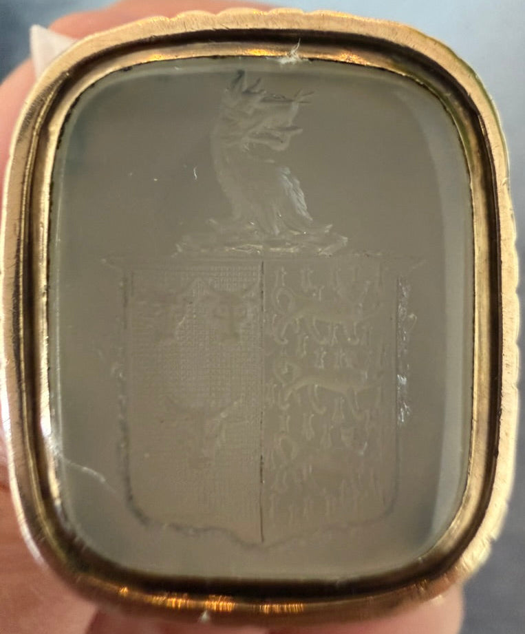 12K-14K Rose Gold Intaglio Fob with Family Crest