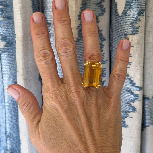 14K Large Citrine Ring