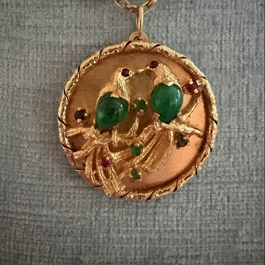 14k Large Lovebirds Disc Charm