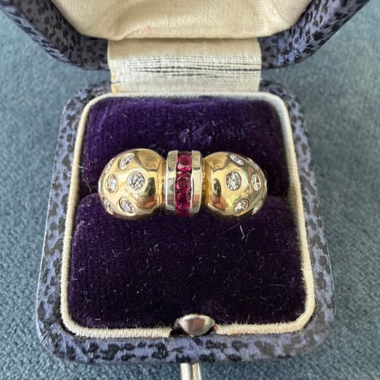 14K Ruby and Diamond Bow Ring