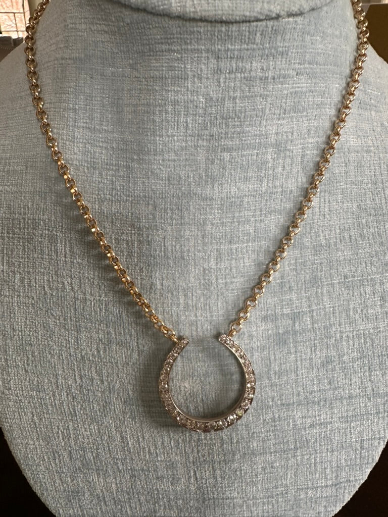 14k Diamond Horseshoe Conversion Necklace on Fixed Chain