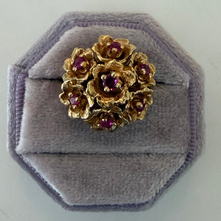 14k Ruby Flower Bouquet Ring