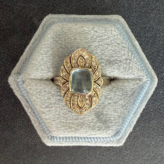 14K Moonstone and Diamond Ring