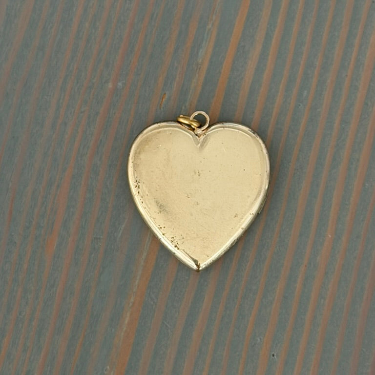 Gold Filled Victorian Large Heart Locket with Pink Paste
