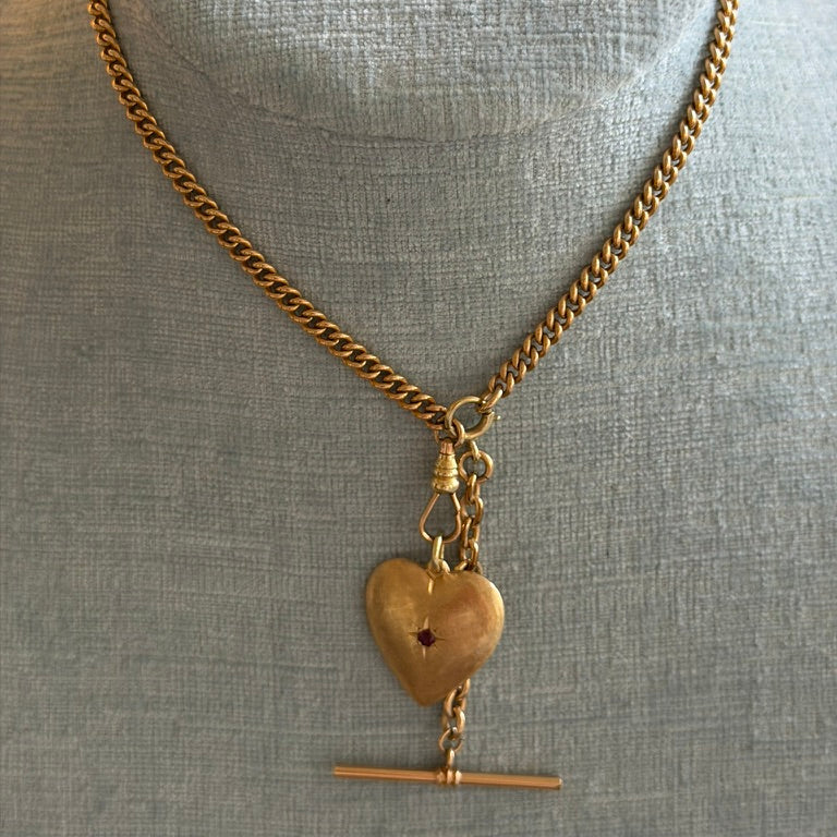14k Solid Heart Charm with Star Set Ruby