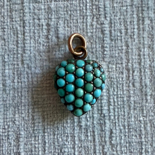 9k Victorian Pave Turquoise Picture Back Locket