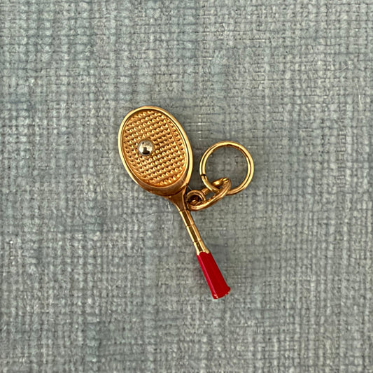 14K Tennis Charm with Enamel Handle