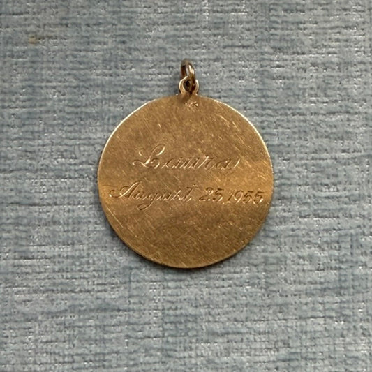 14k Engine Turned Disc Charm