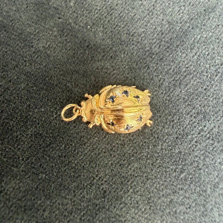 14K Sapphire Ladybug Charm
