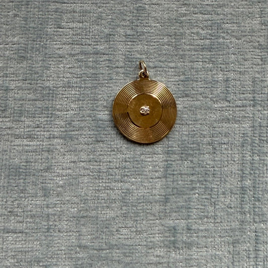 14k Engine Turned Disc Charm