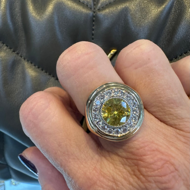 14k Chunky Citrine Halo Ring