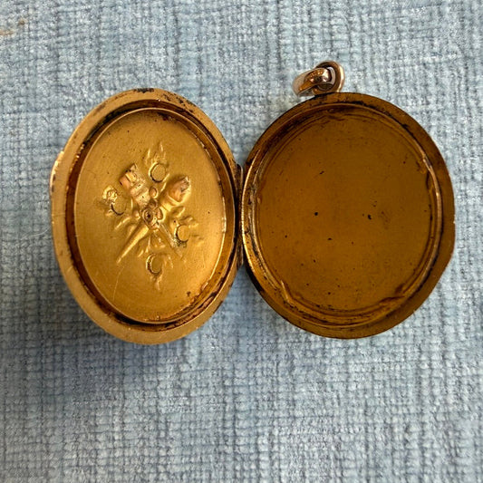 18k French Enamel Locket with Ruby