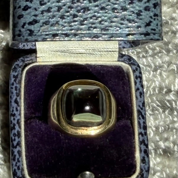 14K Green Sugarloaf Tourmaline Ring