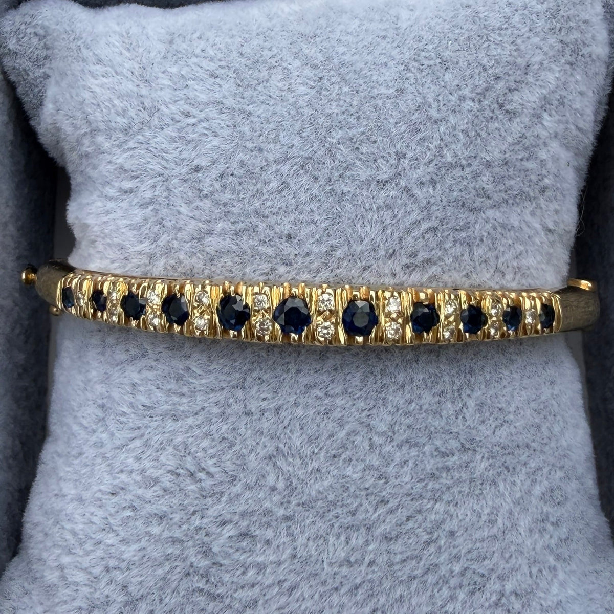 14K Sapphire and Diamond Hinged Bangle