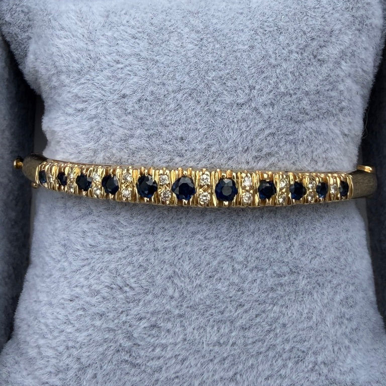 14k Sapphire and Diamond Bangle