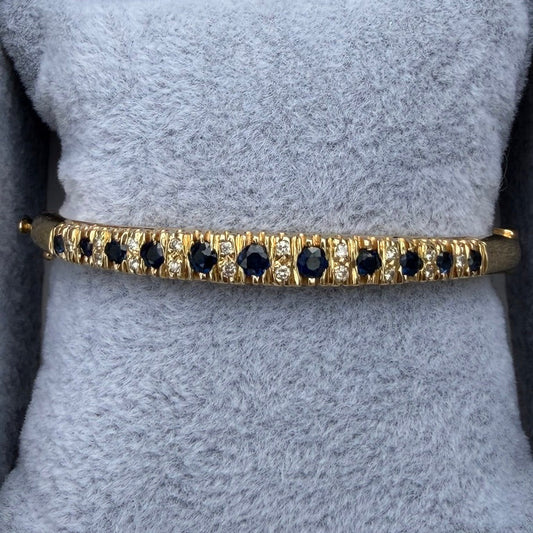 14k Sapphire and Diamond Bangle