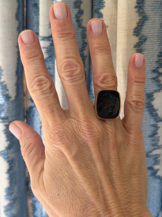14k Victorian Onyx Intaglio Ring