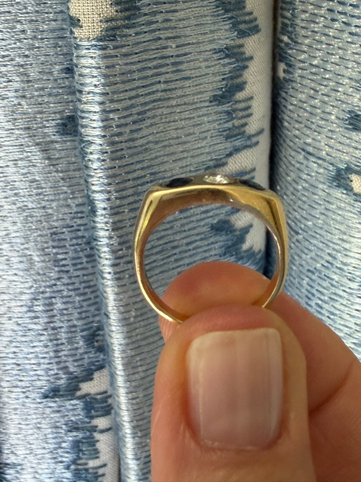 14K Diamond and Sapphire Three Stone Ring