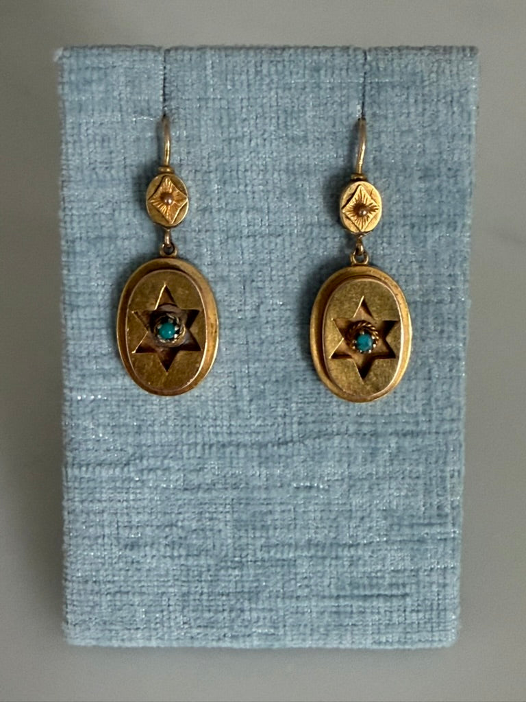 15k Victorian Turquoise Drop Earrings