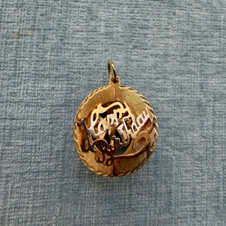 14k 3D Happy Birthday Charm