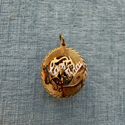 14k 3D Happy Birthday Charm