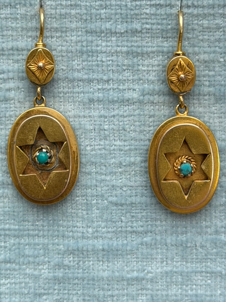 15k Victorian Turquoise Drop Earrings